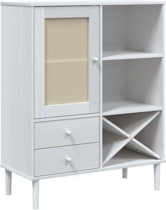 vidaXL Highboard senja Rattan Look White 90x40x112cm Solid Wood Pine Vidaxl