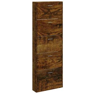 vidaXL Vidaxl - Mueble Zapatero Madera Contrachapada Roble Ahumado 59x17x169 Cm