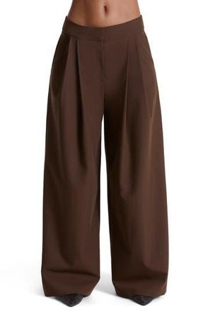 Naked Wardrobe Suiting Oversize Wide Leg Pants in Chocolate at Nordstrom Rack, Size X-Small
