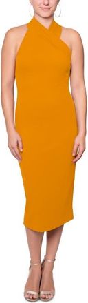 Rachel Roy Harland Crossover Halter Midi Dress in Honey at Nordstrom, Size Xx-Large