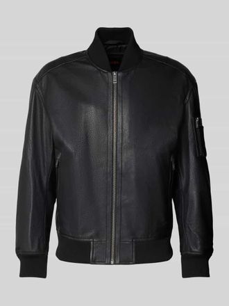 Boss Orange by Hugo Boss BOSS Orange Regular Fit Lederjacke im College-Stil Modell JAKRI in Black, Gr&ouml;&szlig;e 48