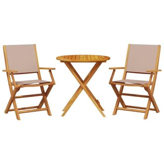 Berkfield Home 3 Piece Bistro Set Taupe Fabric & Solid Wood