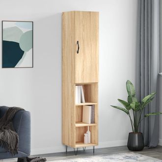 vidaXL Vidaxl - Aparador De Madera Contrachapada Roble Sonoma 34,5x34x180 Cm