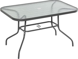 OUTSUNNY Mesa De Jard&iacute;n Exterior Rectangular De Metal Orificio Para Sombrilla 120x80x70cm