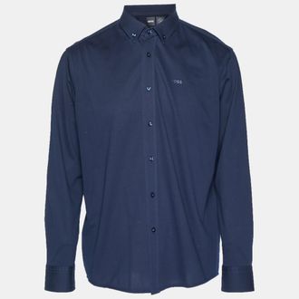 HUGO BOSS Boss By Hugo Boss Navy Blue Cotton Regular Fit Shirt