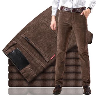 Generic Mens Straight Classic Fit Corduroy Pant,Casual Loose Fall Dress Trousers with Pockets,Comfort Stretch Chino Trouser (UK, Numeric, 34, Regular, Regular