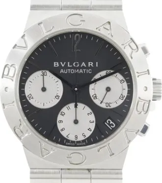 Bulgari Pre-owned Watches, male, Black, Size: ONE SIZE Pre-owned Diagono Sport Stainless Steel Watch