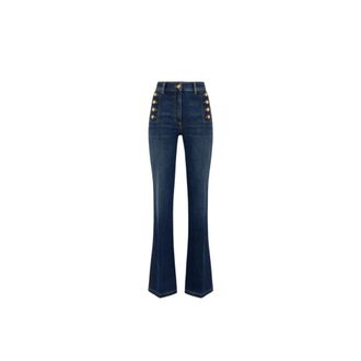 Elisabetta Franchi Flared Jeans, female, Blue, Size: W25 Classic Denim Flared Jeans
