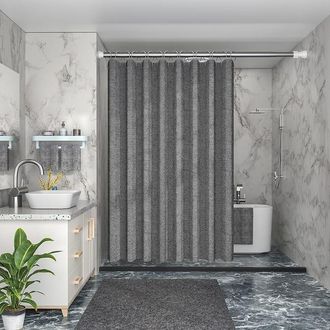 OEM Cortina De Ducha Gruesa, Gris, Impermeable Y Resistente Al Moho, 200 X 200 Cm, Cortina De Ducha Gruesa, Efecto Lino Impermeable, Cortina De Poli&eacute;ster