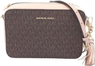 Michael Kors Pre-owned Cross Body Bags, female, Brown, Size: ONE SIZE Pre-owned Ginny PVC Coated Canvas Leather Shoulder Bag