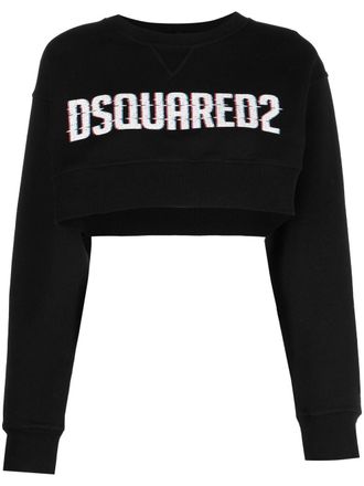 Dsquared2 logo-print cropped sweatshirt - Zwart