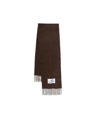 Marni Maroon Logo Solid Scarf