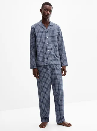 Tekla Mens Lanegan lightweight check pyjama pant
