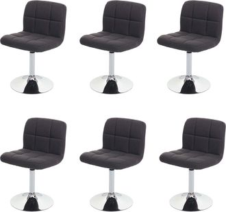 Hhg Hhg - Nunca Usado] Lote De 6 Silla De Comedor Kavala, Silla De Cocina Silla, Tela/textil Cromo Giratoria Certificado Mvg, Gris Oscuro