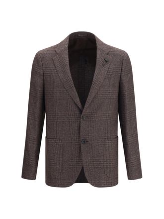 Lardini Mens Blazer Single-Breasted Wool-Blend Brown Merino Wool Jacket
