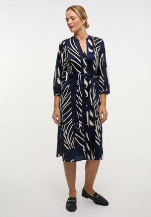 Eterna Langarmbluse ETERNA, Damen, Gr. 38, weiss (navy, wei&szlig;), Satin, 100% cotton, normal, Blusen Langarmbluse