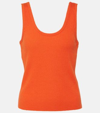 Vince Ribbed-knit cotton-blend tank top