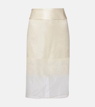 Xu Zhi Lace-trimmed midi skirt