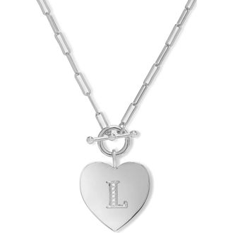 Melinda Maria Love Letters Initial Heart Medallion Necklace in Silver L at Nordstrom