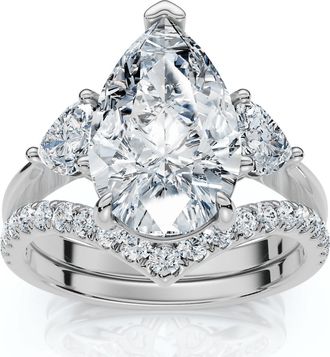 Pompeii3 Certified 3.60Ct Diamond Engagement Wedding Ring Set 14k Gold or Pt Lab Grown