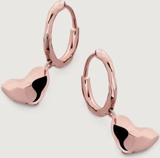 Monica Vinader Rose Gold Heart Drop Huggie Earrings