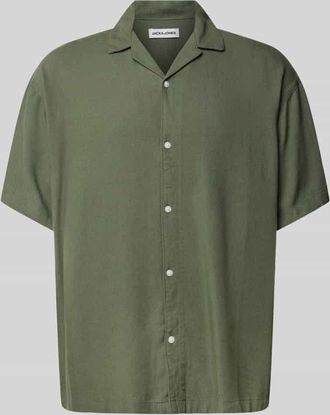 Jack & Jones Jack & Jones Relaxed Fit Freizeithemd aus Viskose-Leinen-Mix Modell WAYNE in Dunkelgruen, Gr&ouml;&szlig;e XXL