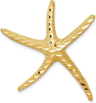 Diamond2Deal 14k Yellow Gold Large Textured Diamond-cut Starfish Omega Slide