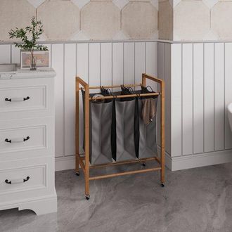 OEM Cesto De Ropa De Bamb&uacute;, Organizador De Ropa, Cesto De Lavander&iacute;a, Port&aacute;til, 62x40x83cm, Ba&ntilde;os O Dormitorios, Color Madera Natural