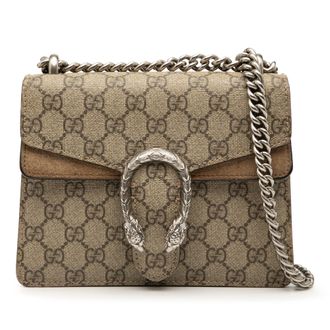 Gucci Pre-owned Womens Small Gg Supreme Dionysus Crossbody - Sage Green Textile - One Size