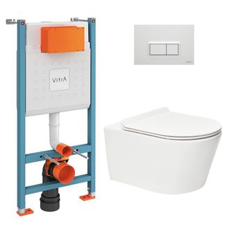 Vitra Bastidor V-fix Core + Sat Brevis Wc Sin Brida + Placa, Blanco Alto Brillo (v-fixbrevis-1)