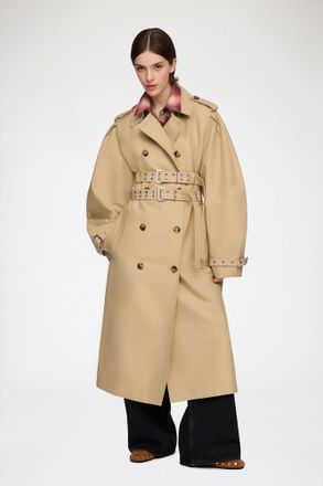Ganni Warm Sand Trench Coat in Double Cotton - Size 32 Organic