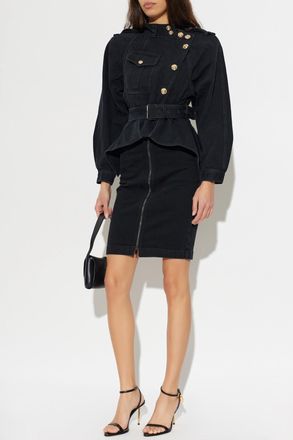 Balmain Denim Skirt, Womens, Black