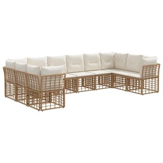 vidaXL Conjunto De Sof&aacute;s De Exterior Natural Y Crema Poli&eacute;ster Vidaxl