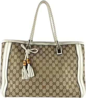 Gucci Pre-owned Tote Bags, female, Brown, Size: ONE SIZE Pre-owned GG Canvas Tote Bag