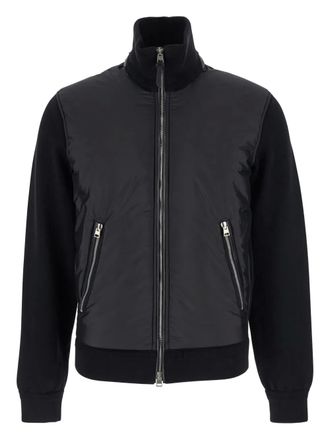 Tom Ford knitted paneled zip-front bomber jacket - Black