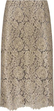 Ermanno Scervino Gold Embroidered Tulle Midi Skirt
