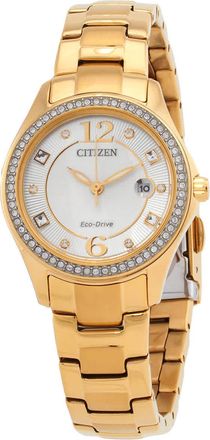 Citizen Crystal Eco-Drive Champagne Dial Ladies Watch FE1147-79P