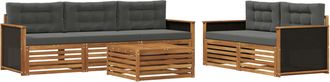 vidaXL Conjunto De Sof&aacute;s De Exterior 6 Uds. Natural Y Antracita Vidaxl