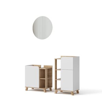 Vicco Conjunto De Muebles De Ba&ntilde;o Karen, Sonoma/blanco, 3 Piezas, Con Mueble Alto
