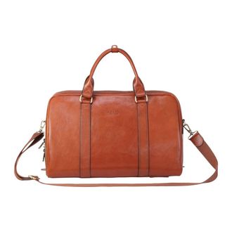 Infinity Leather Vintage Genuine Leather Holdall Duffle Gym Travel Bag - Atlas in Tan