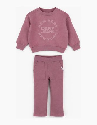 DKNY Mens Kids Girls Purple Two Piece DKNY Tracksuit Print Design - Size: 4 years