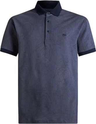 Etro Polo van piqu&eacute; - Heren - Polos - Blauw - M - Katoen - Tops