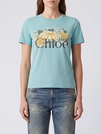 Chlo&eacute; T-shirt in cotone con stampa floreale e logo a contrasto