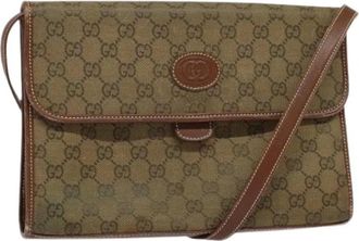 Gucci Pre-owned Canvas gucci-bags - Dames - Vintage Schoudertas - Bruin - ONE Size - Leer - Vintage