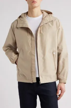 BOSS Clouds Hooded Water Repellent Jacket in Light Beige at Nordstrom Rack, Size 44 - R
