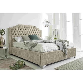 Casa Ryker Pearl Oakland Fabric Matching Buttons Single Bed Frame