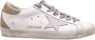 Golden Goose Super Star In Leather With Platinum Glitter
