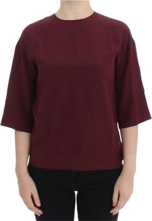 Dolce & Gabbana Enchanted Sicily Silk Blouse - Dames - Blouses - Rood - 2XS - Overhemden