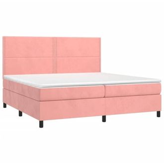 vidaXL Vidaxl - Cama Box Spring Colch&oacute;n Y Led Terciopelo Rosa 200x200 Cm