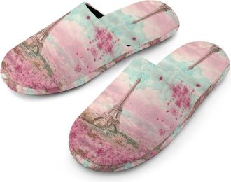 Generic E-iffel Tower in Paris Spring Mens Cotton Slippers Memory Foam Comfort House Shoes Winter Indoor Slipper for Hotel Casa Spa